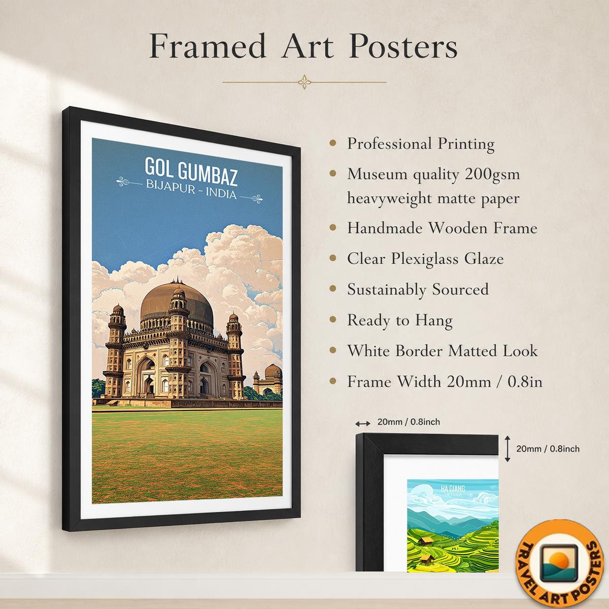 Gol Gumbaz - Karnataka - Travel Wall Art Print Poster - Art Print - Travel Art Poster