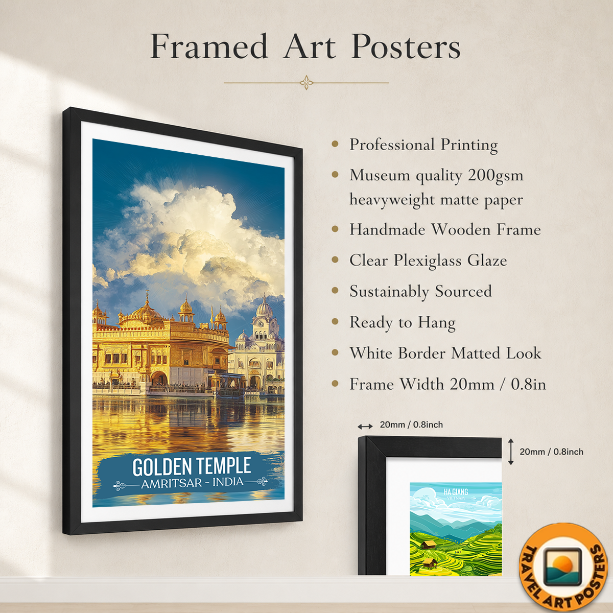 Golden Temple Sri Darbar Sahib - Amritsar - Travel Wall Art Print Poster - Art Print - Travel Art Poster