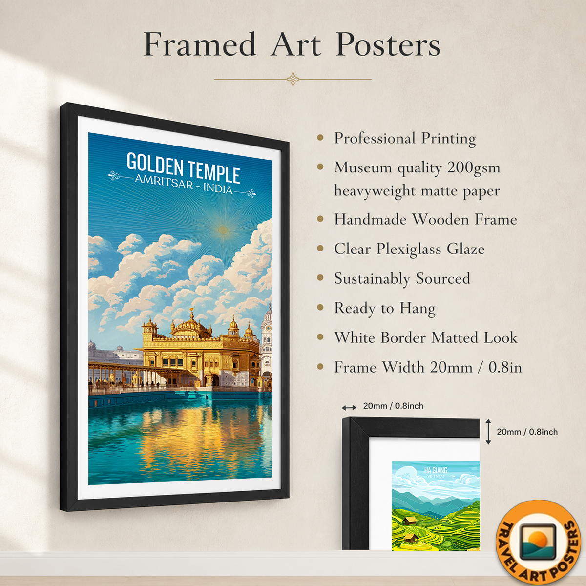 Sikh Holy Golden Temple - Amritsar - Travel Wall Art Print Poster - Art Print - Travel Art Poster