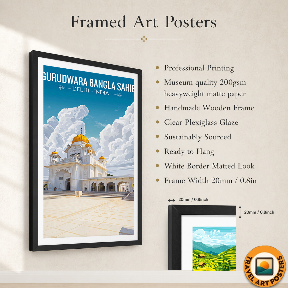 Gurudwara Bangla Sahib – New Delhi Travel Art Poster - Art Print - Travel Art Poster