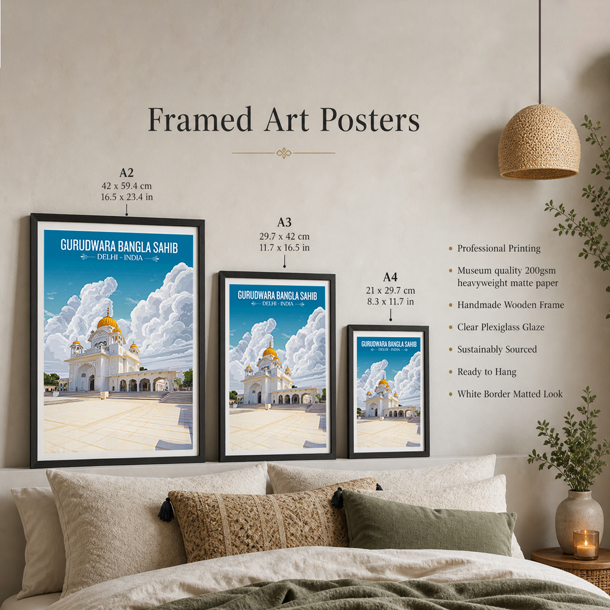 Gurudwara Bangla Sahib – New Delhi Travel Art Poster - Art Print - Travel Art Poster