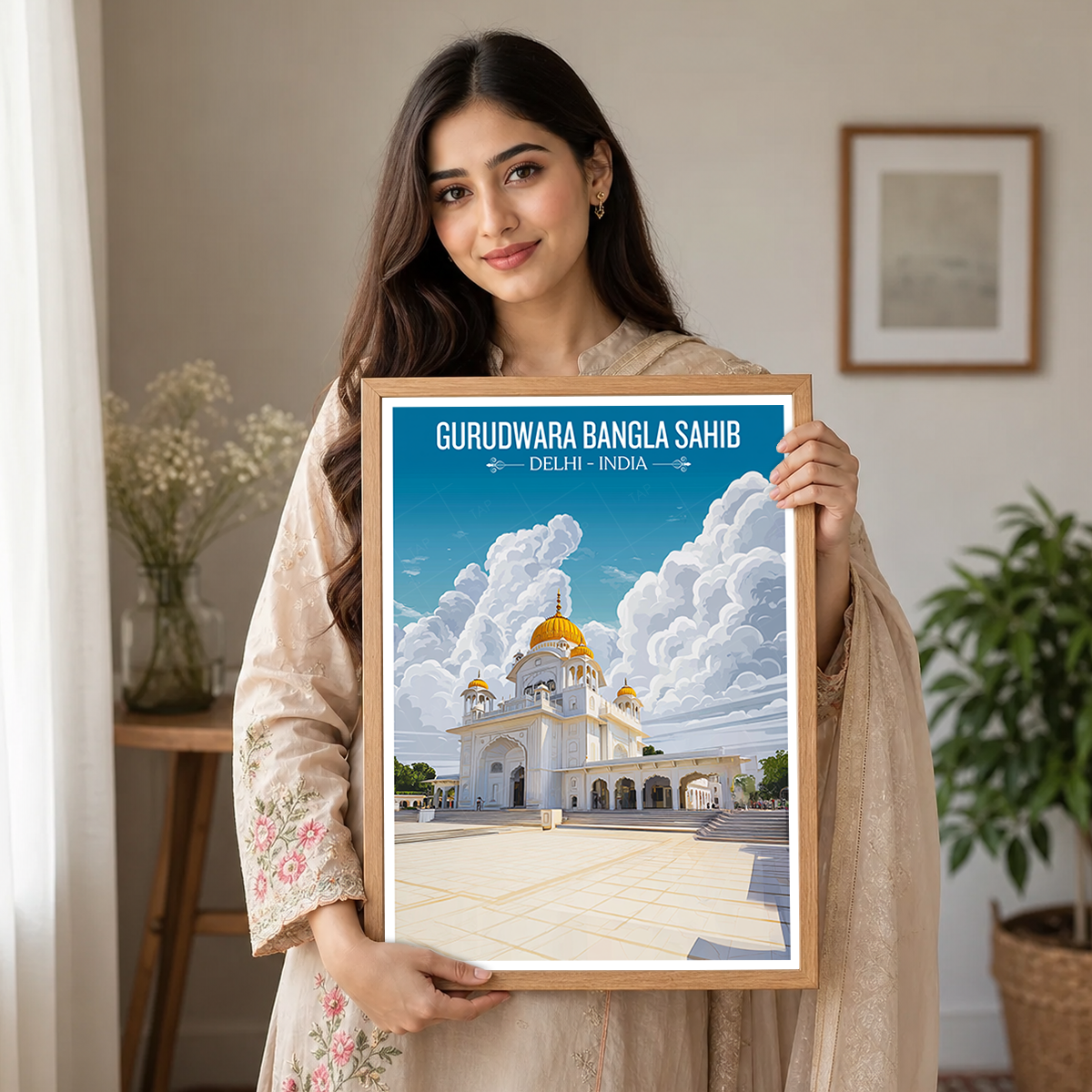 Gurudwara Bangla Sahib – New Delhi Travel Art Poster - Art Print - Travel Art Poster
