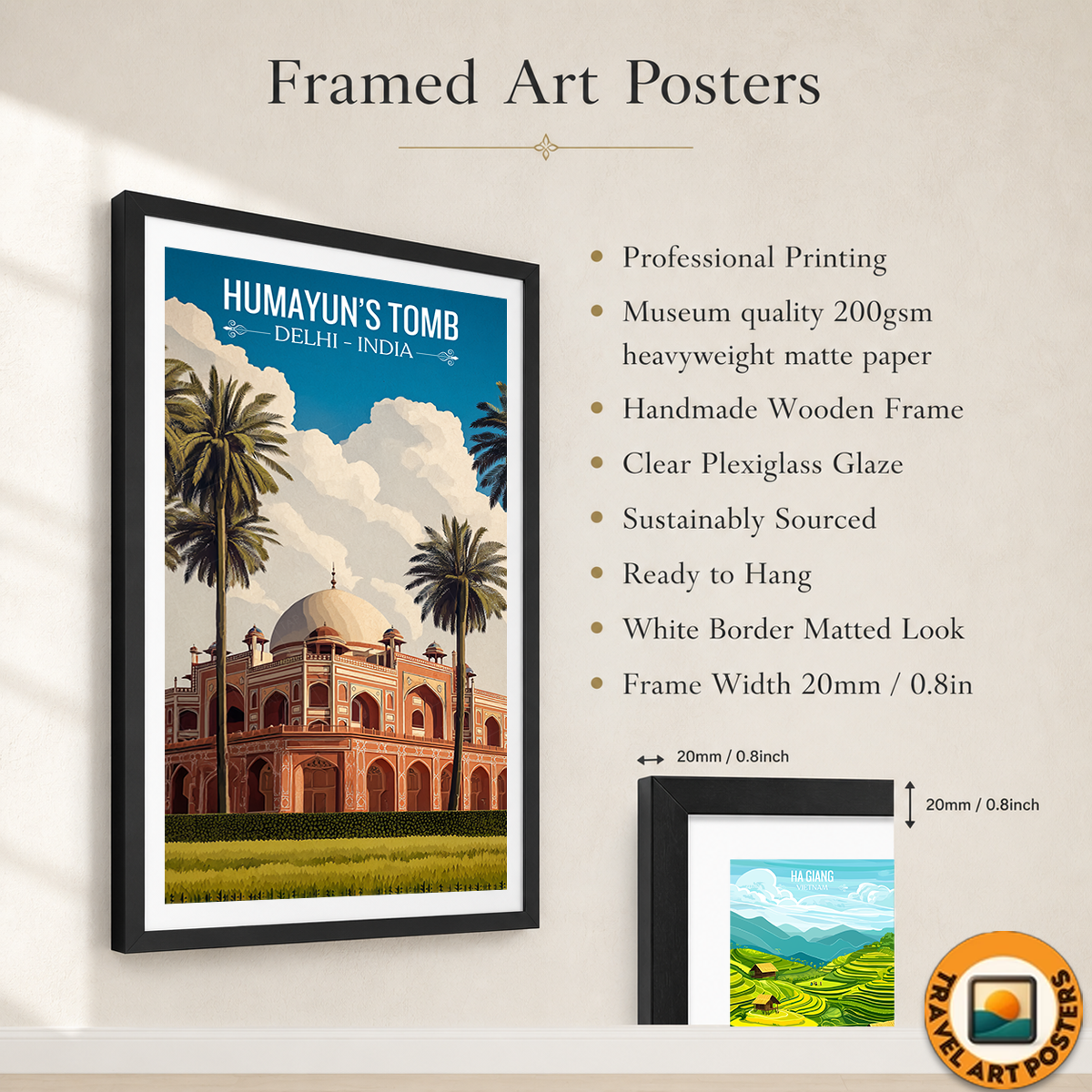Humayun's Tomb - Delhi - Travel Wall Art Print Poster - Art Print - Travel Art Poster