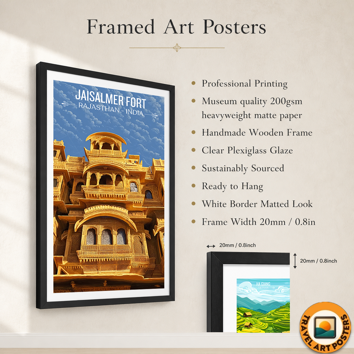 Jaisalmer Golden Fortress - Rajasthan - Travel Wall Art Print Poster - Art Print - Travel Art Poster