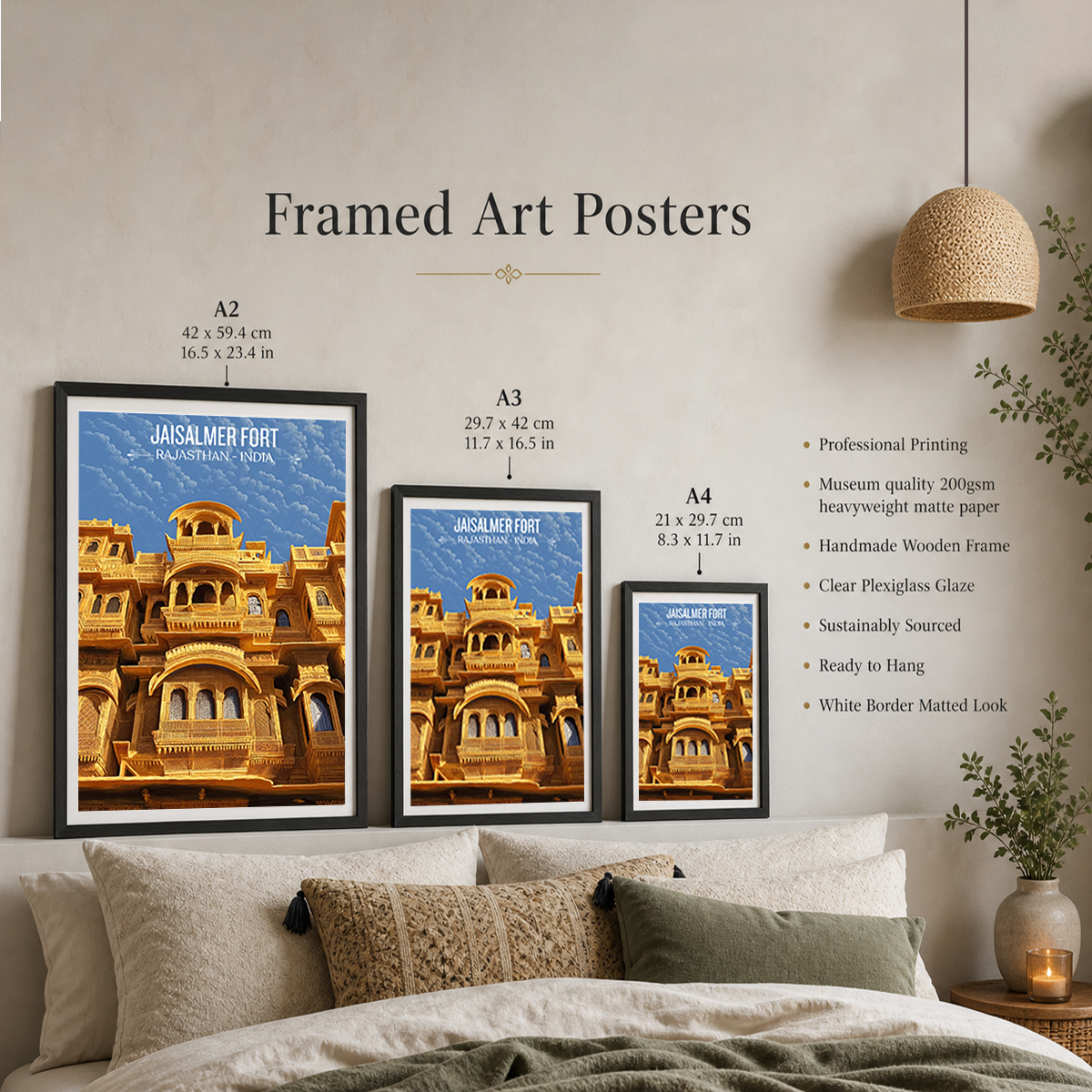 Jaisalmer Golden Fortress - Rajasthan - Travel Wall Art Print Poster - Art Print - Travel Art Poster