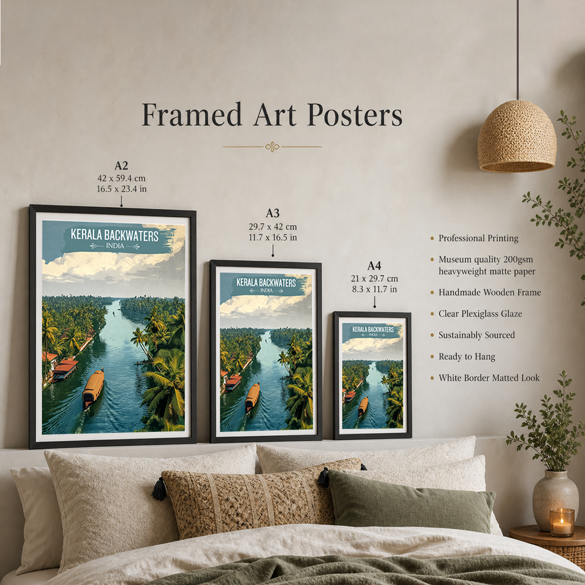 Kerala Backwaters - India - Travel Wall Art Print Poster - Art Print - Travel Art Poster