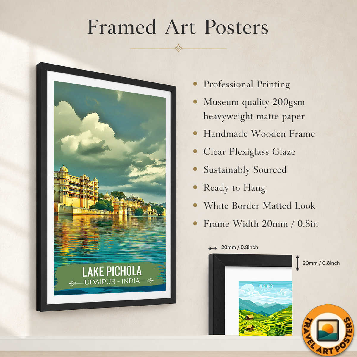 Lake Pichola - Udaipur - India - Travel Wall Art Print Poster - Art Print - Travel Art Poster