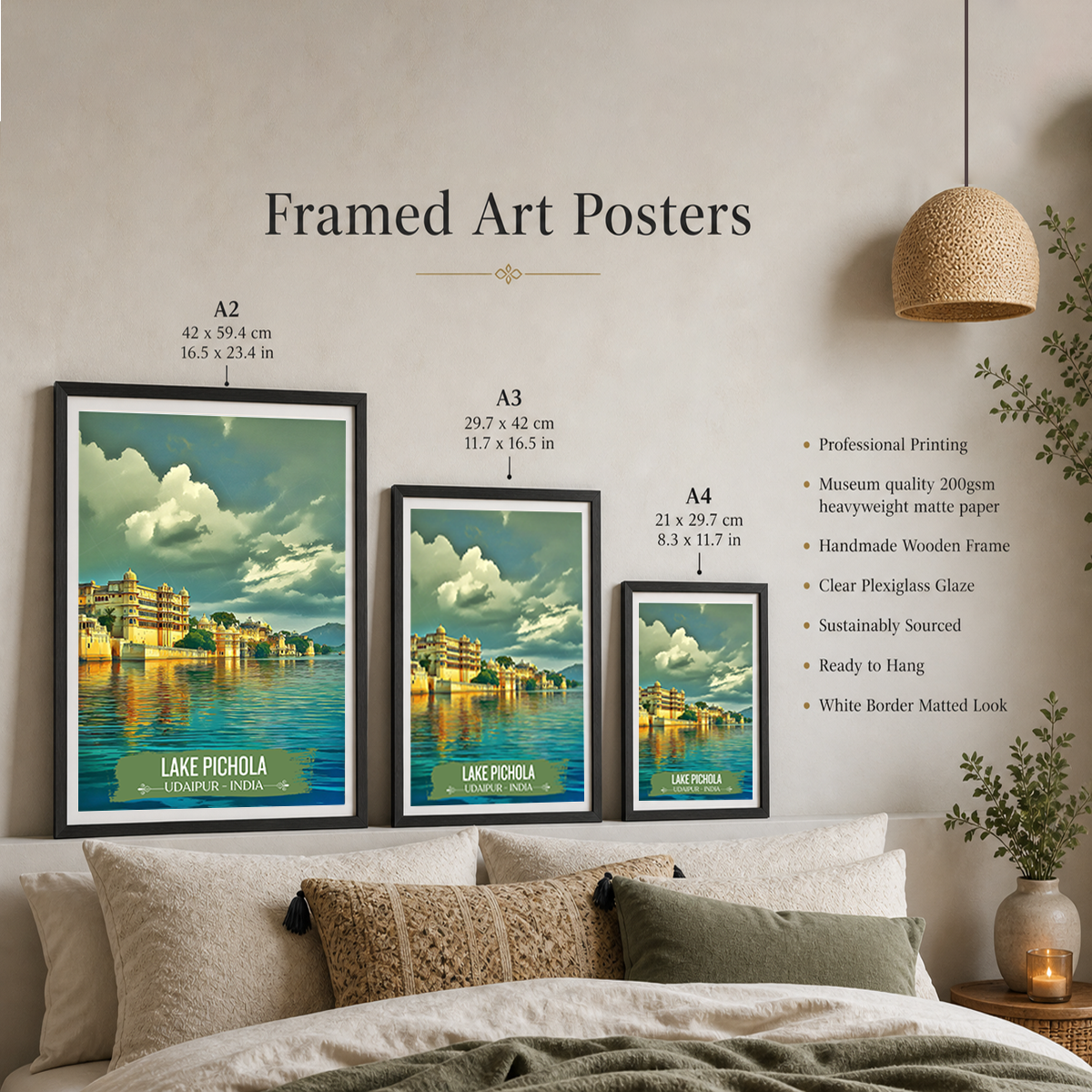Lake Pichola - Udaipur - India - Travel Wall Art Print Poster - Art Print - Travel Art Poster