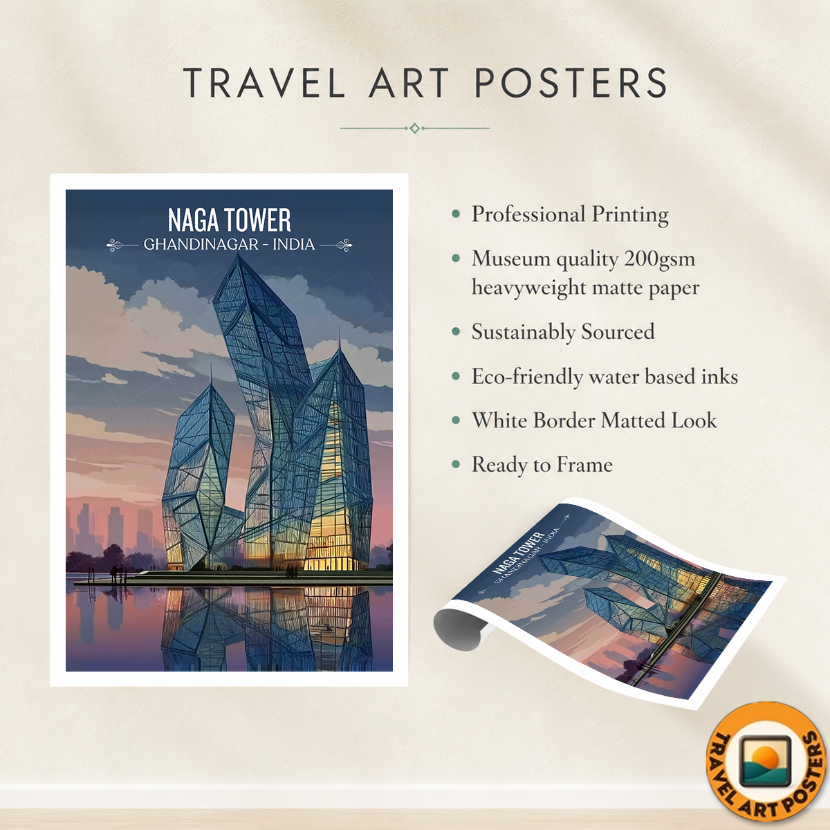 Naga Tower - Chandinagar - India - Travel Wall Art Print Poster - Art Print - Travel Art Poster