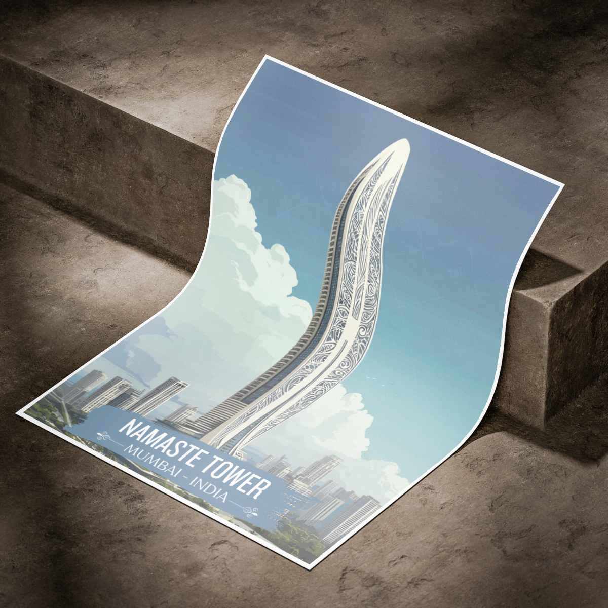 Namaste Tower - Mumbai - India - Travel Wall Art Print Poster - Art Print - Travel Art Poster