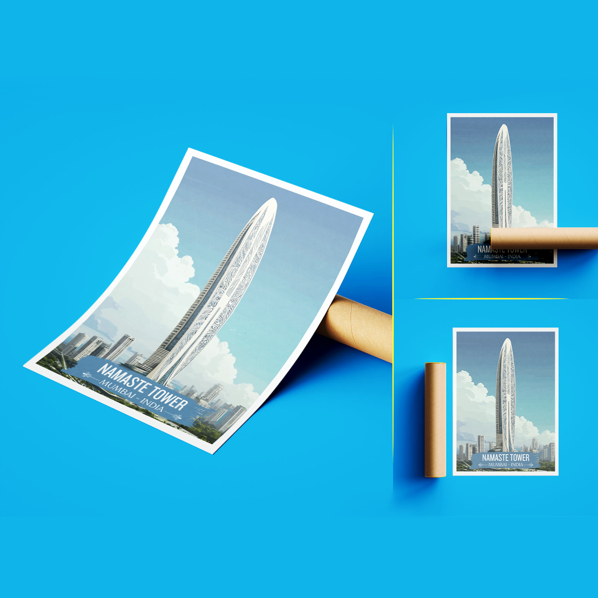 Namaste Tower - Mumbai - India - Travel Wall Art Print Poster - Art Print - Travel Art Poster