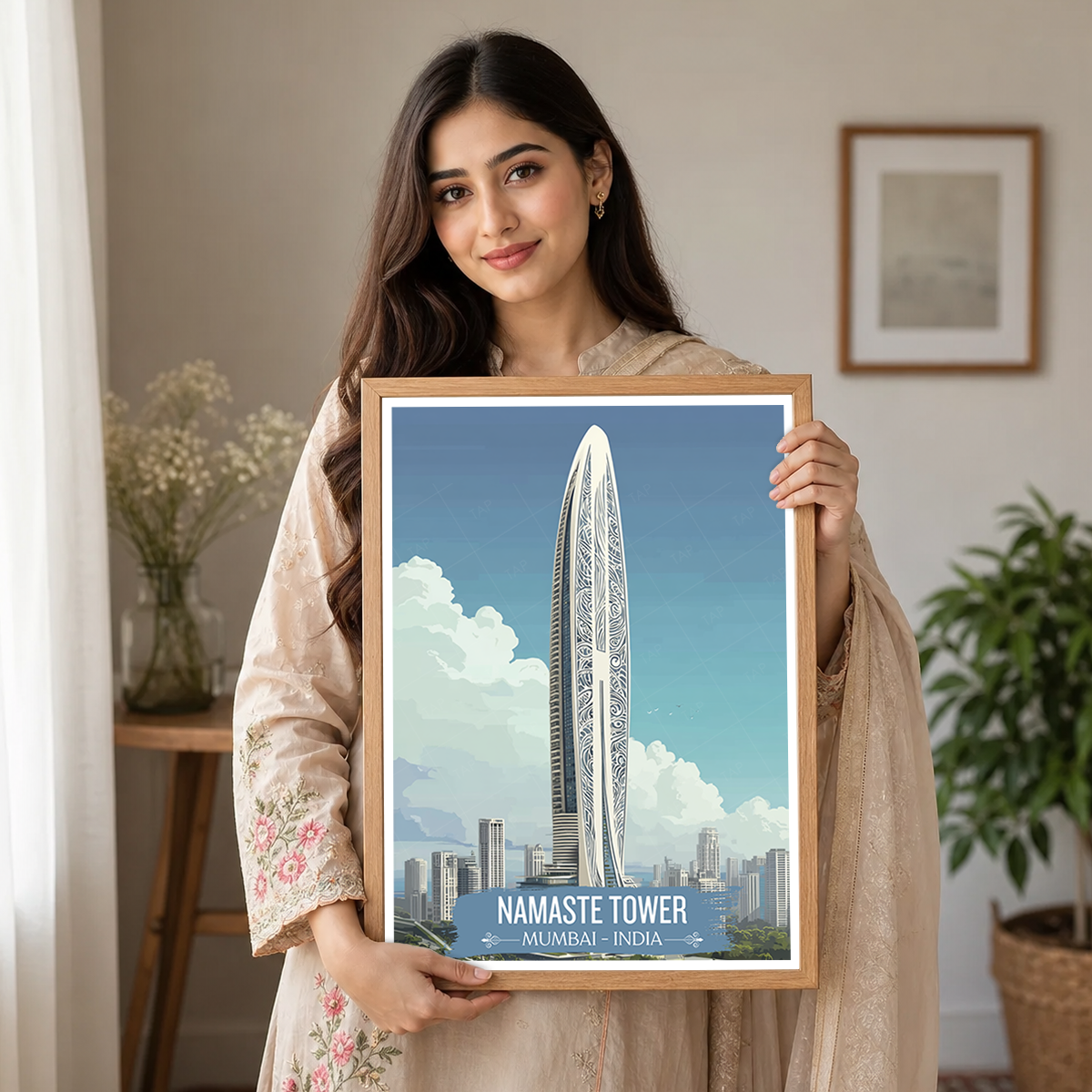 Namaste Tower - Mumbai - India - Travel Wall Art Print Poster - Art Print - Travel Art Poster