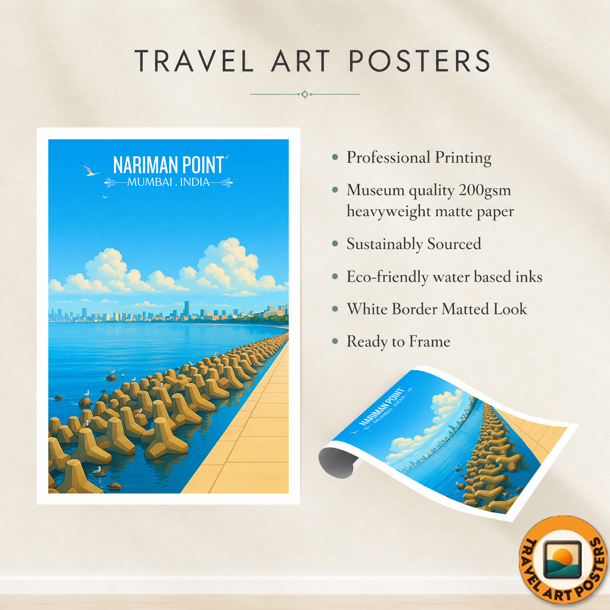 Naiman Point - Mumbai - India - Travel Wall Art Print Poster - Art Print - Travel Art Poster