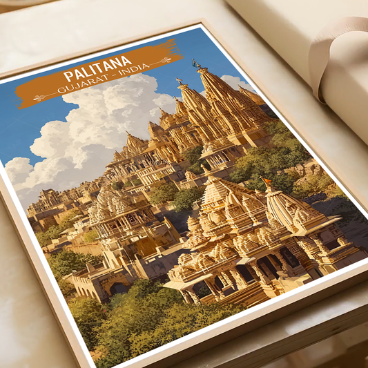 Palitana - Gujarat - India - Travel Wall Art Print Poster - Art Print - Travel Art Poster