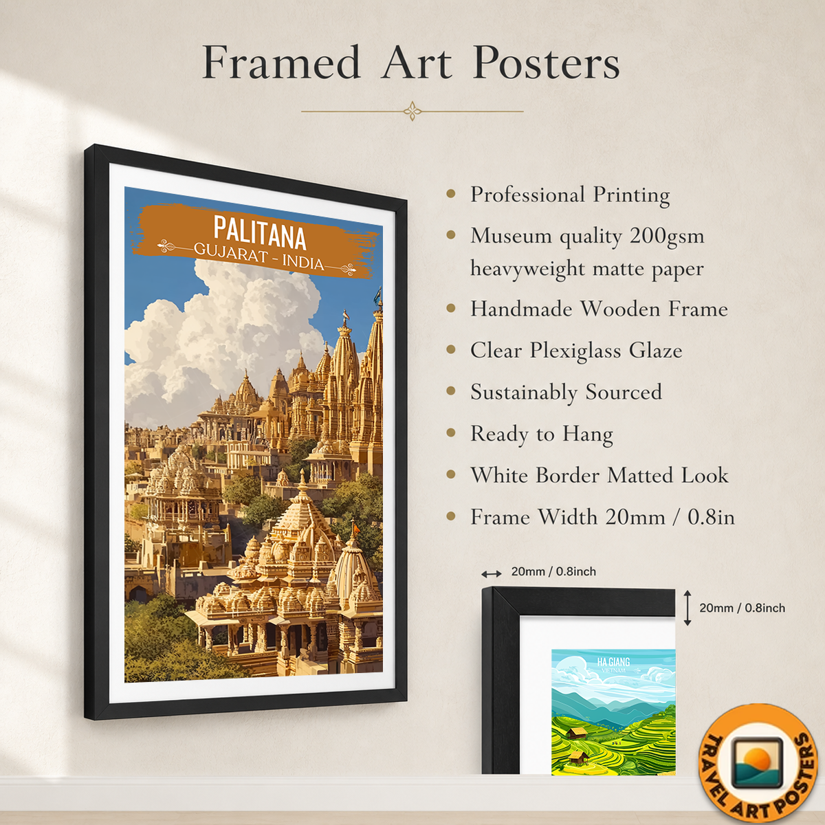 Palitana - Gujarat - India - Travel Wall Art Print Poster - Art Print - Travel Art Poster