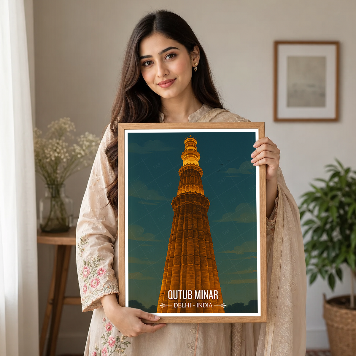 Qutb Minar Vijay Stambh - Delhi - India - Travel Wall Art Print Poster - Art Print - Travel Art Poster
