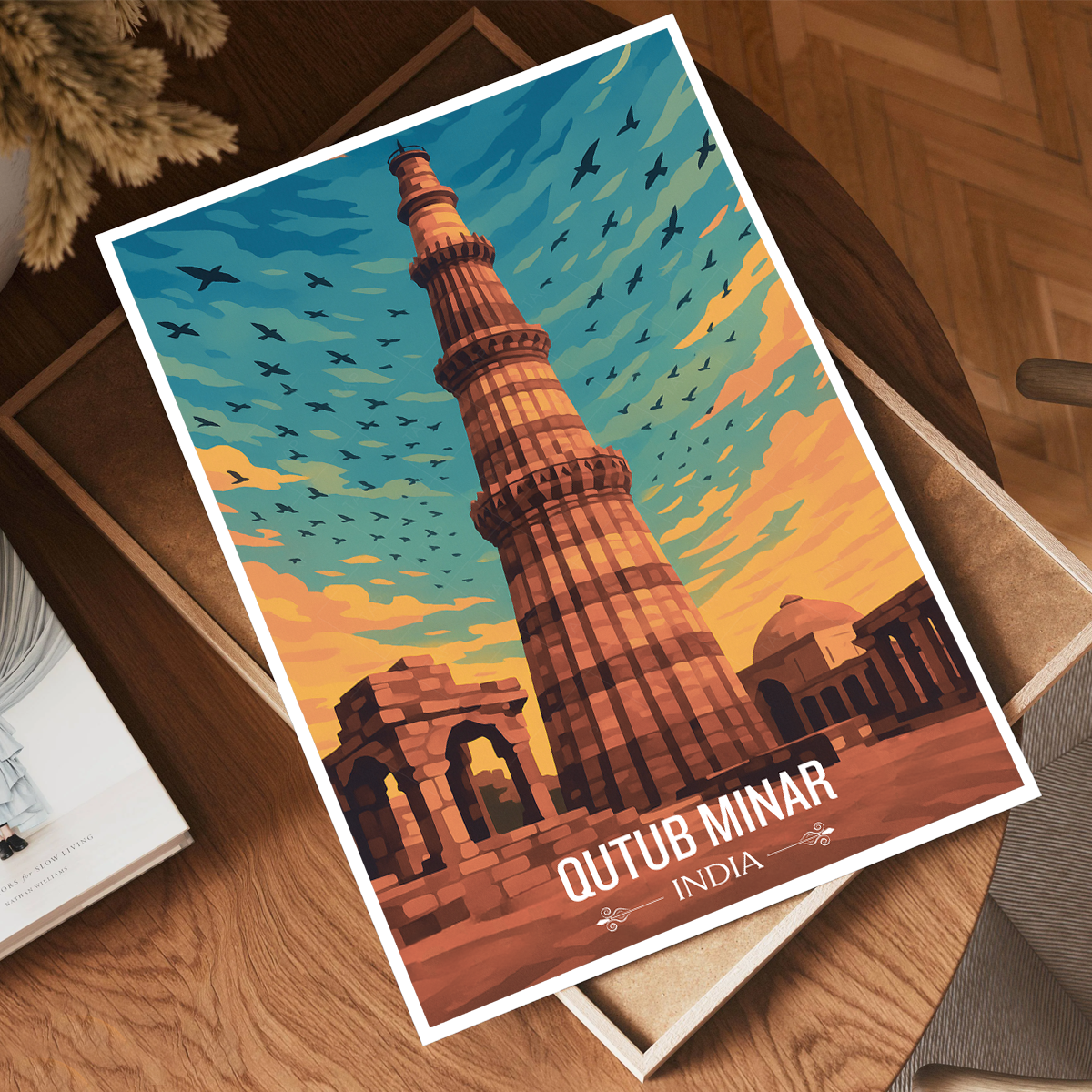 Dhruva Stambh The Victory Tower Kutb Minar - Delhi - India - Travel Wall Art Print Poster - Art Print - Travel Art Poster