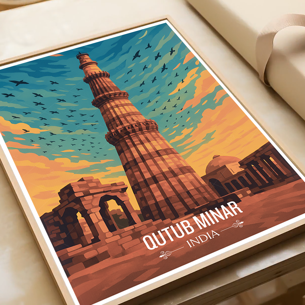 Dhruva Stambh The Victory Tower Kutb Minar - Delhi - India - Travel Wall Art Print Poster - Art Print - Travel Art Poster