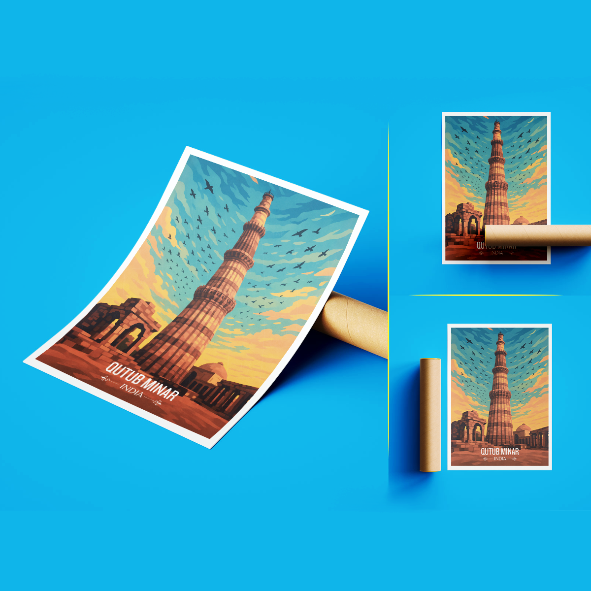 Dhruva Stambh The Victory Tower Kutb Minar - Delhi - India - Travel Wall Art Print Poster - Art Print - Travel Art Poster