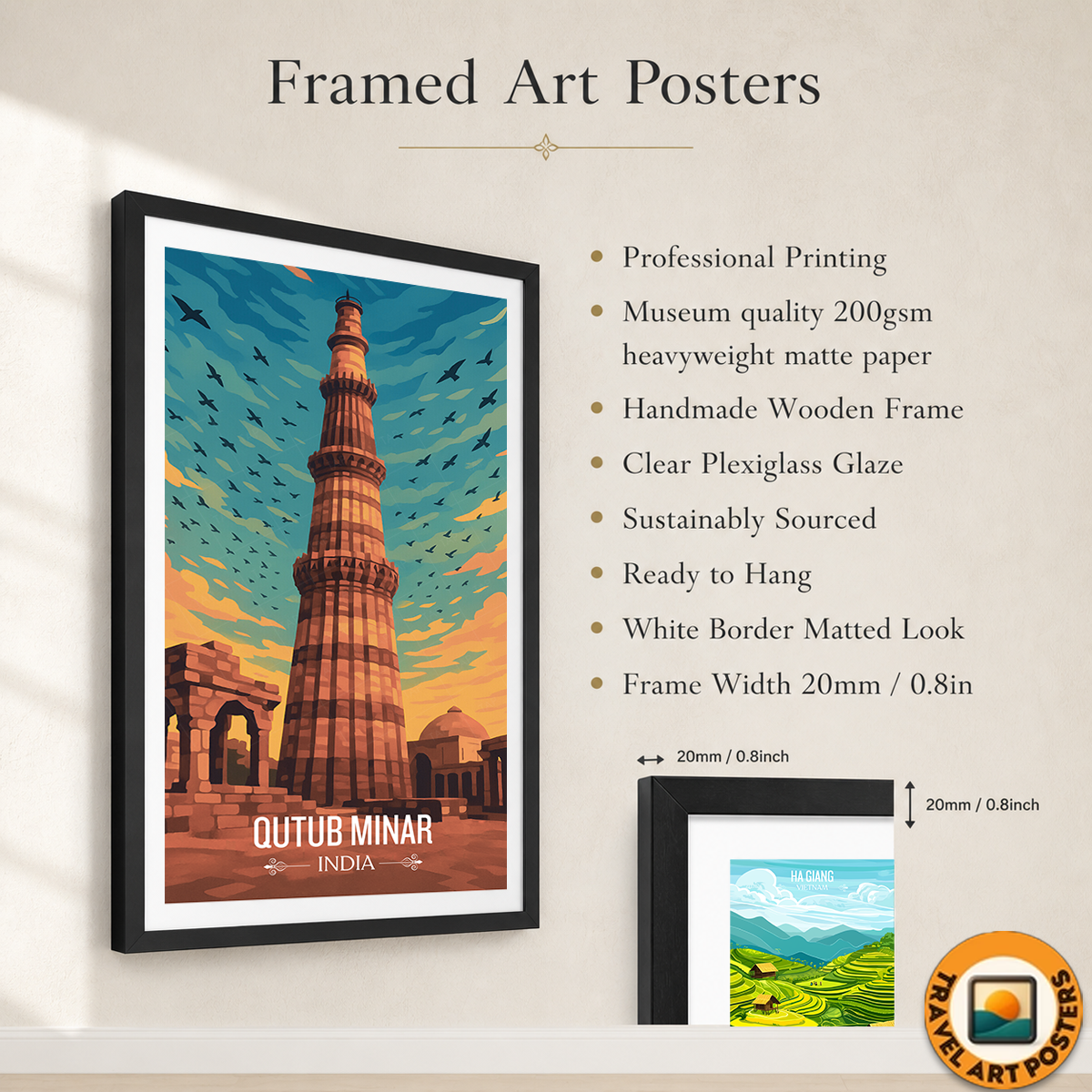 Dhruva Stambh The Victory Tower Kutb Minar - Delhi - India - Travel Wall Art Print Poster - Art Print - Travel Art Poster
