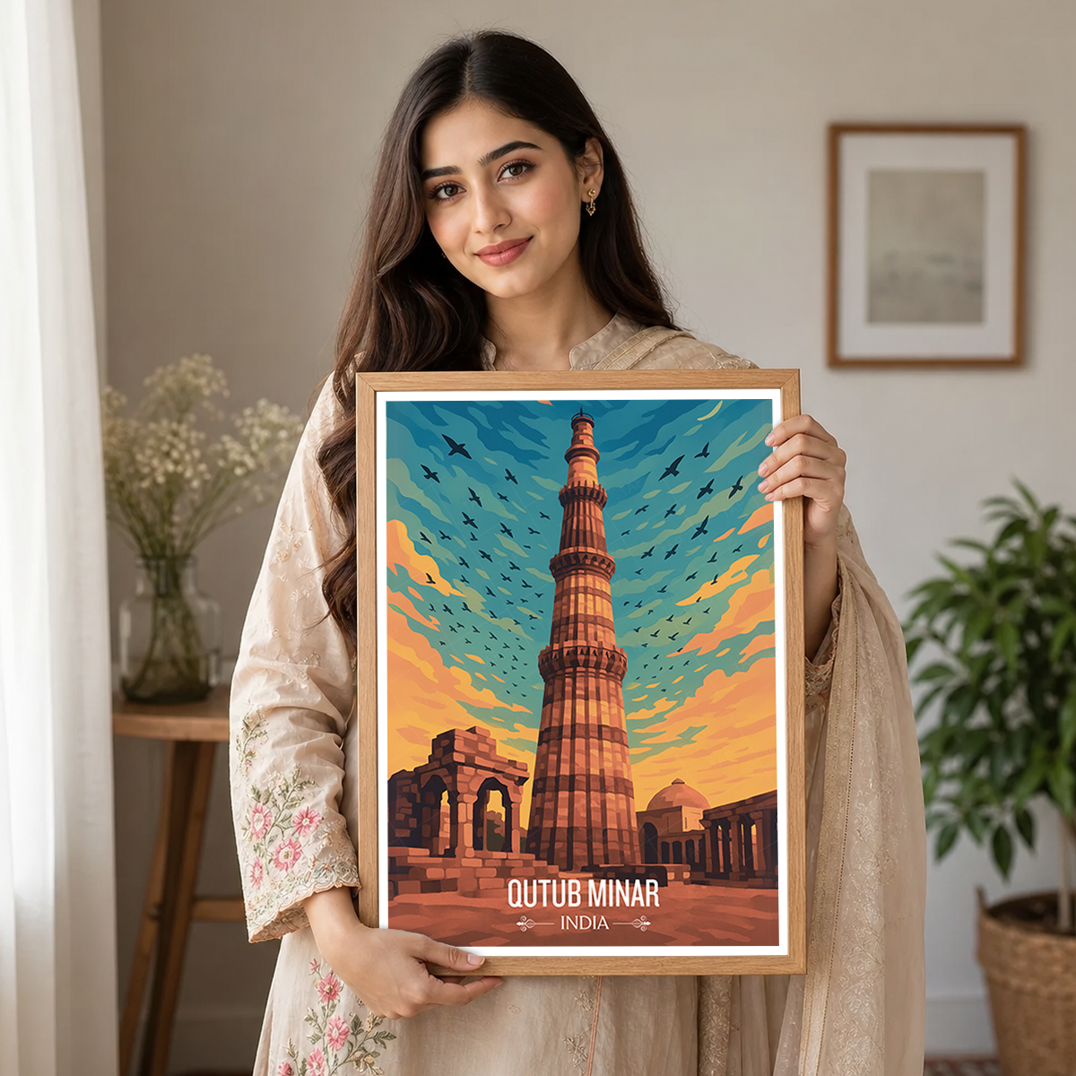 Dhruva Stambh The Victory Tower Kutb Minar - Delhi - India - Travel Wall Art Print Poster - Art Print - Travel Art Poster