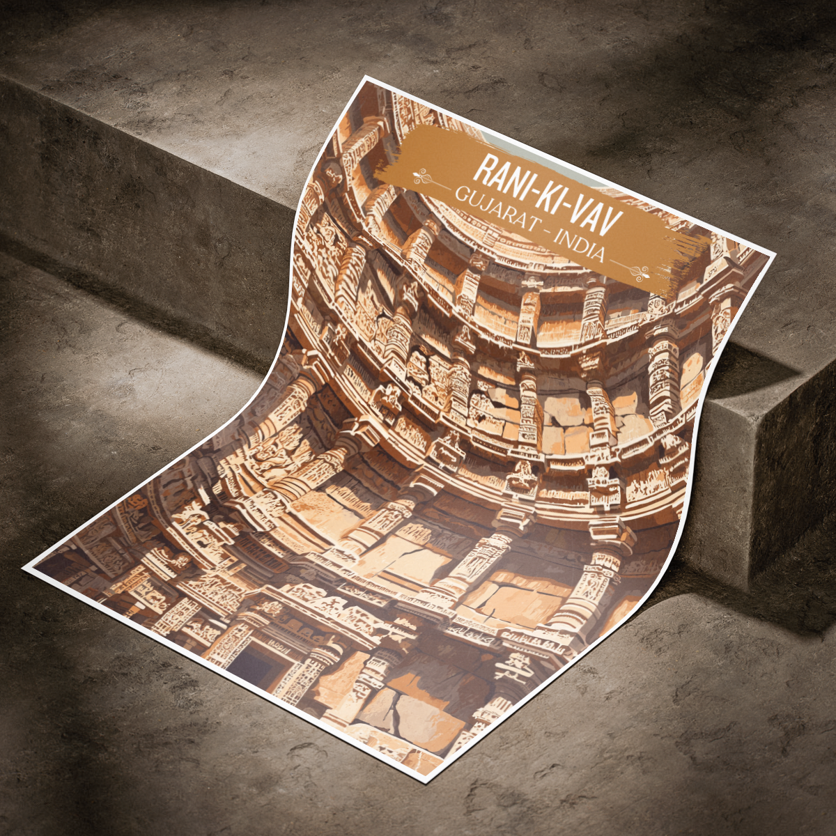 Rani-Ki-Vav - India - Travel Wall Art Print Poster - Art Print - Travel Art Poster