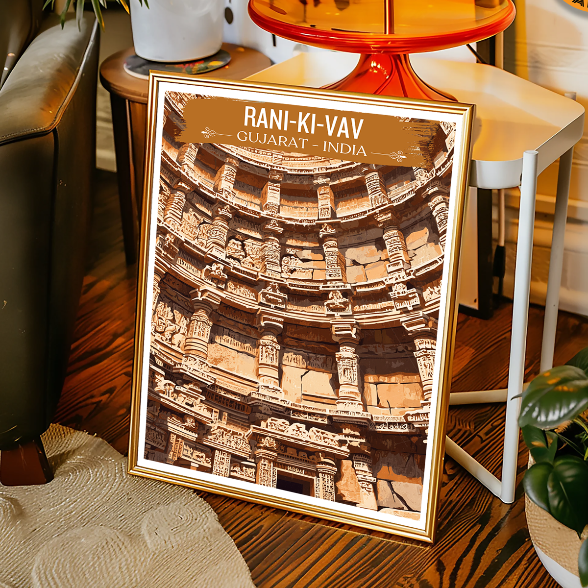 Rani-Ki-Vav - India - Travel Wall Art Print Poster - Art Print - Travel Art Poster