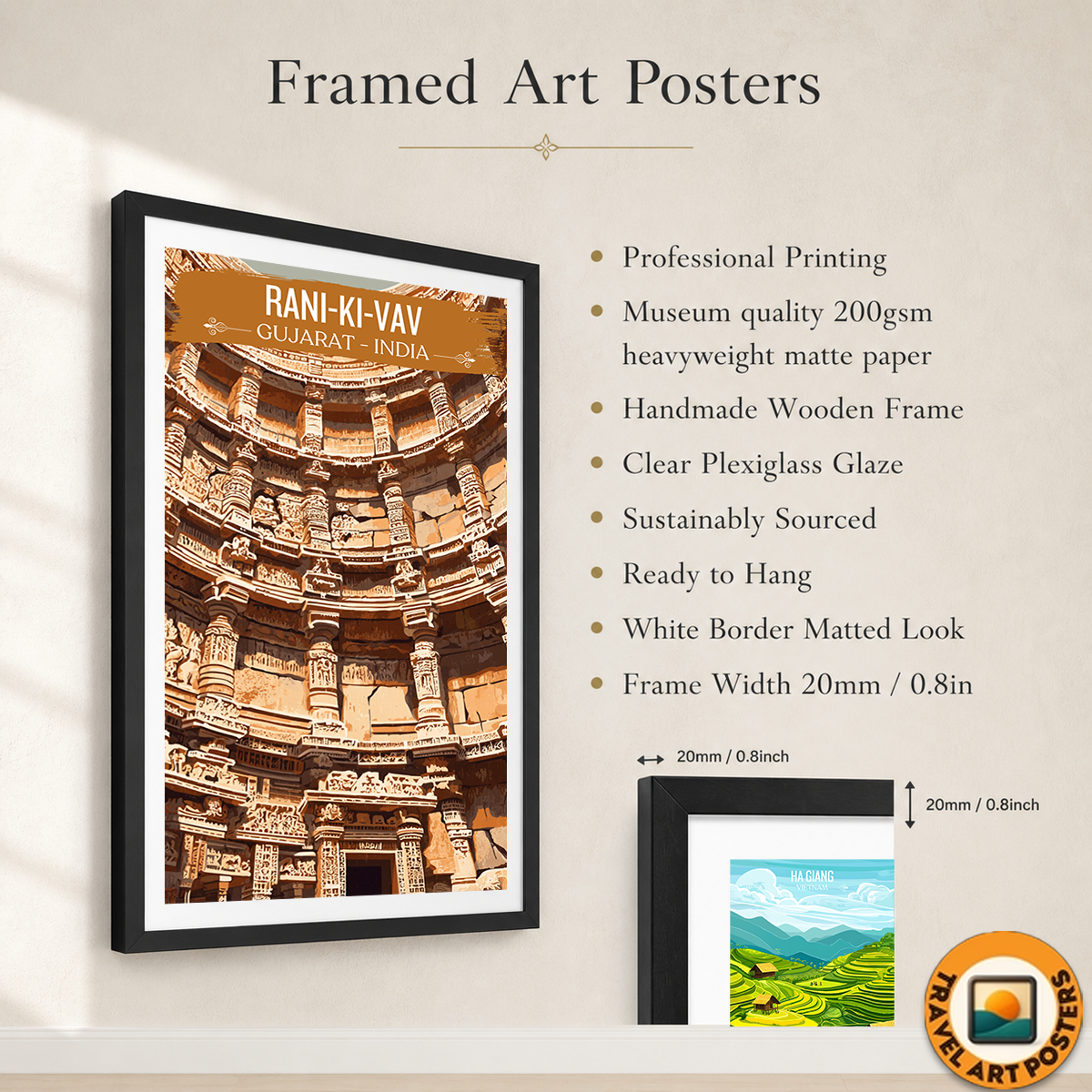 Rani-Ki-Vav - India - Travel Wall Art Print Poster - Art Print - Travel Art Poster