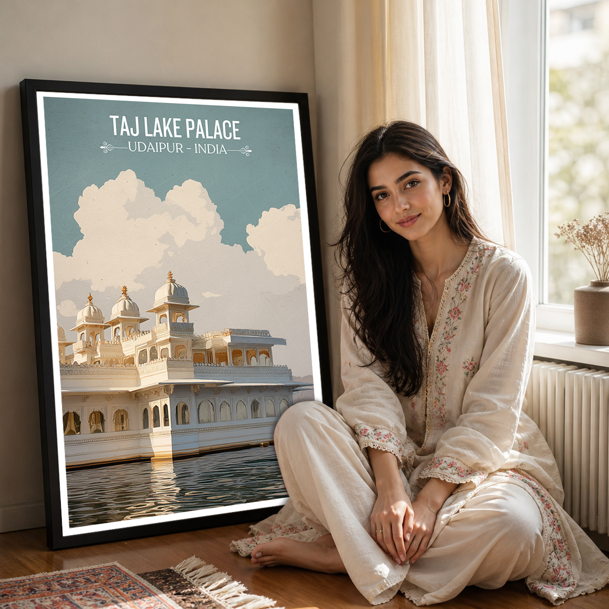 Taj Lake Palace - Udaipur - Travel Wall Art Print Poster - Art Print - Travel Art Poster