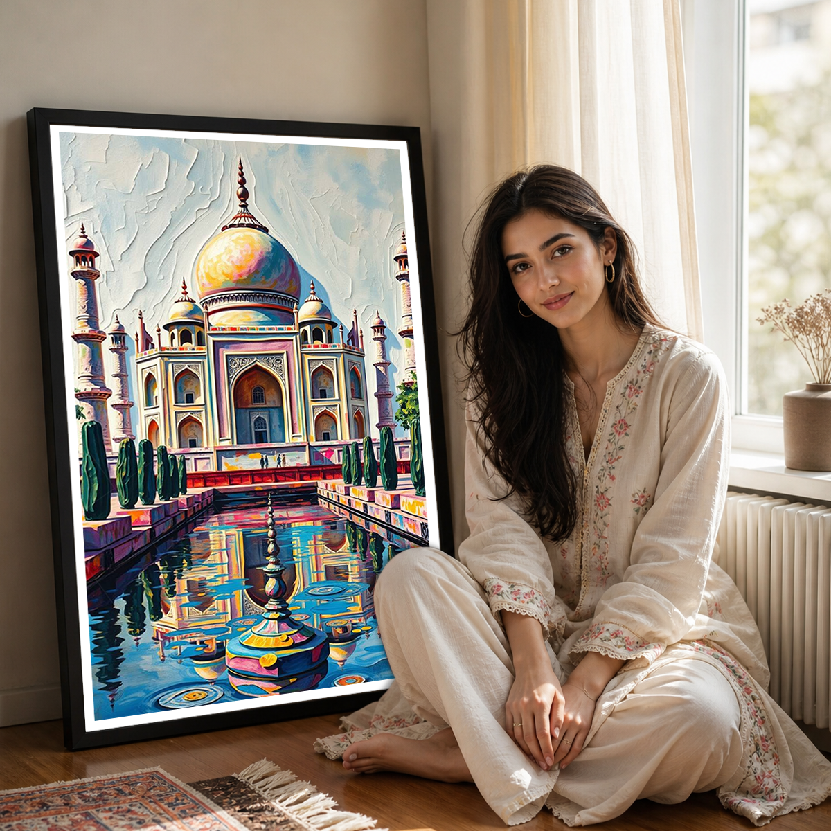 Colourful Taj Mahal - Agra - India - Travel Wall Art Print Poster - Art Print - Travel Art Poster