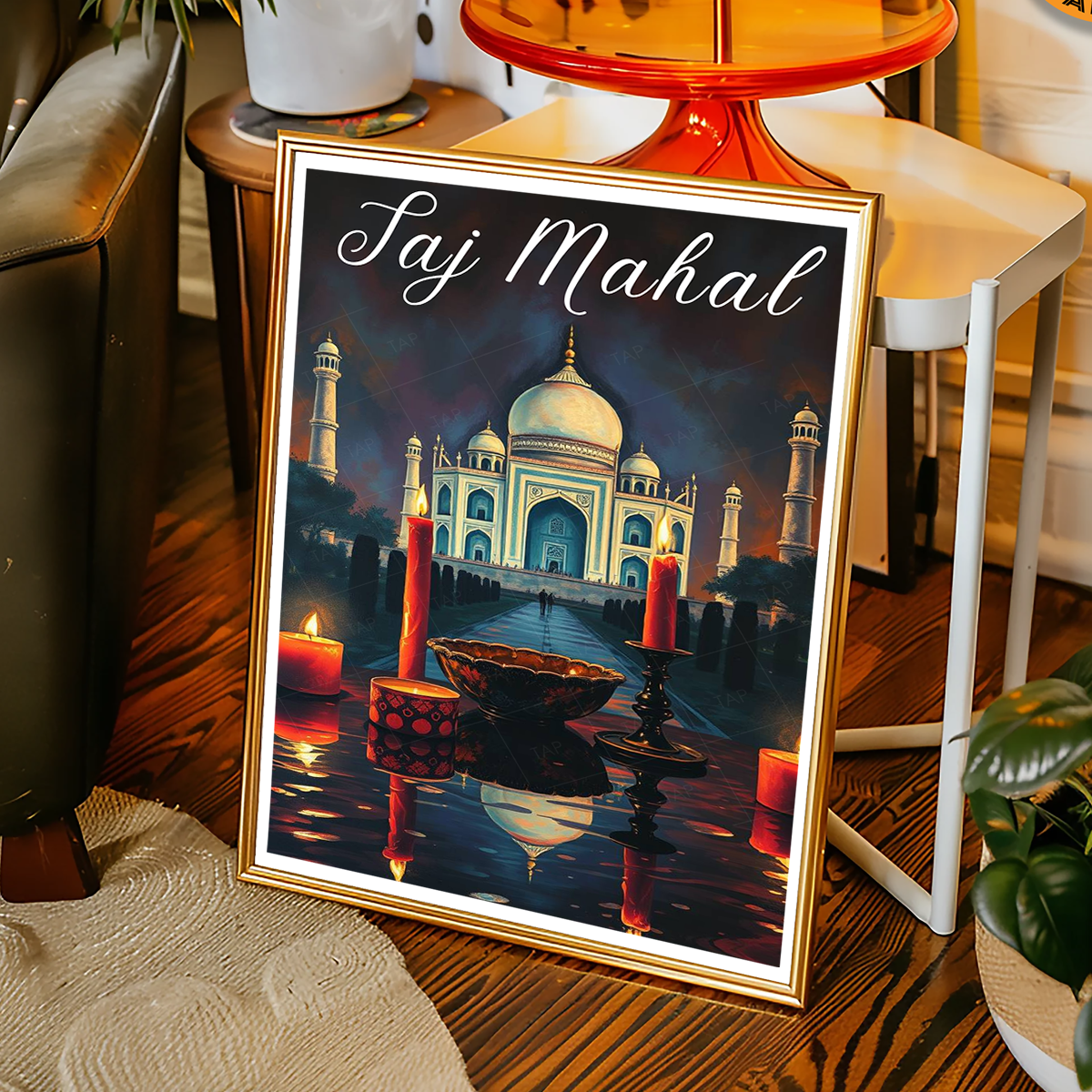 Taj Mahal Moody Style - Agra - India - Travel Wall Art Print Poster - Art Print - Travel Art Poster