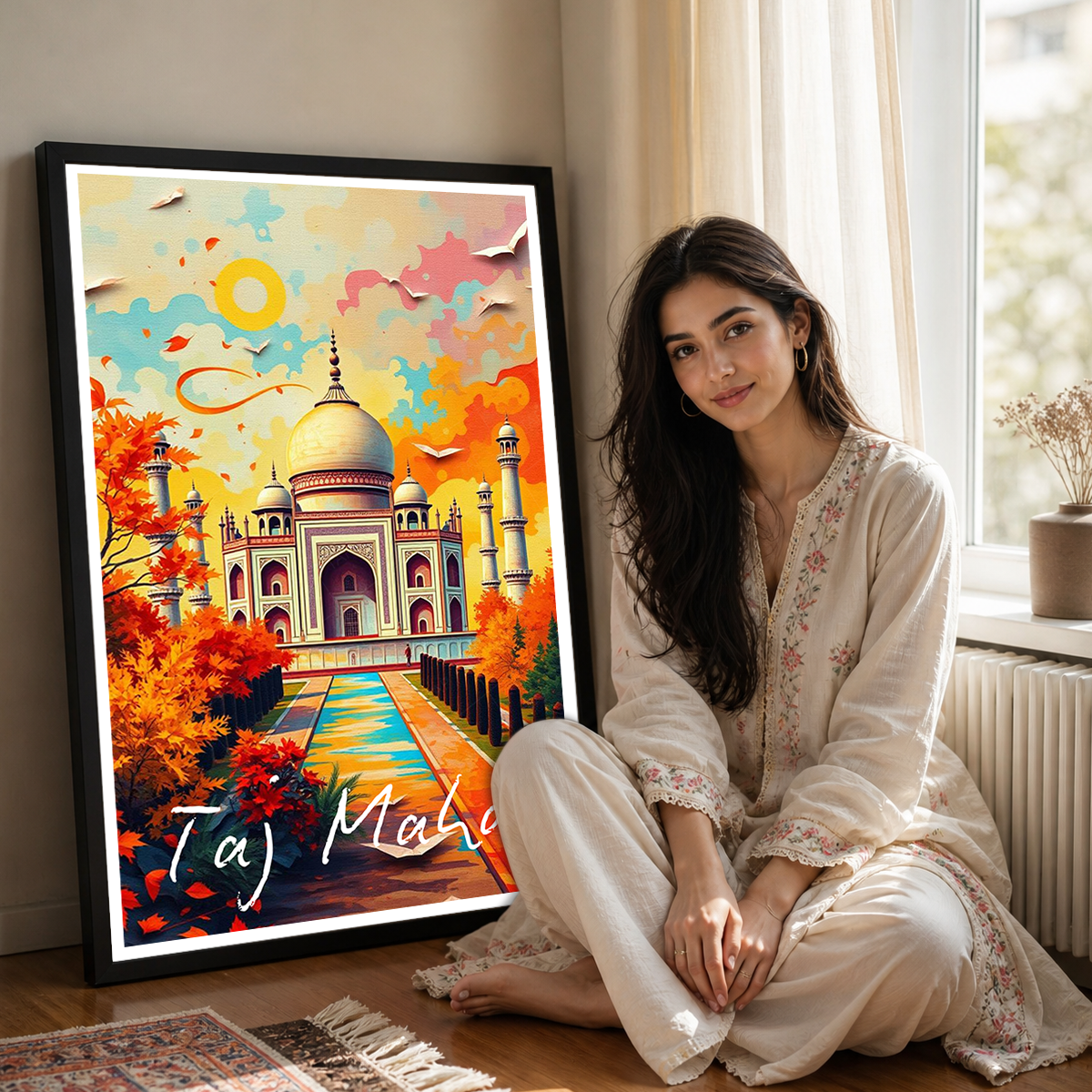 Taj Mahal Vibrant Colours - Agra - India - Travel Wall Art Print Poster - Art Print - Travel Art Poster
