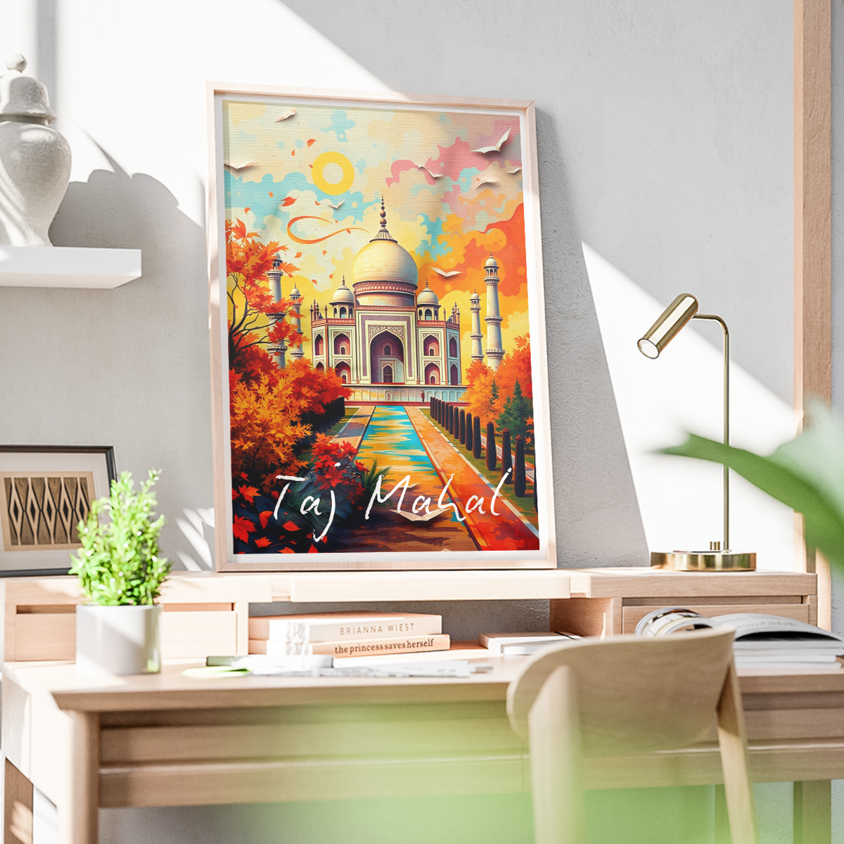 Taj Mahal Vibrant Colours - Agra - India - Travel Wall Art Print Poster - Art Print - Travel Art Poster