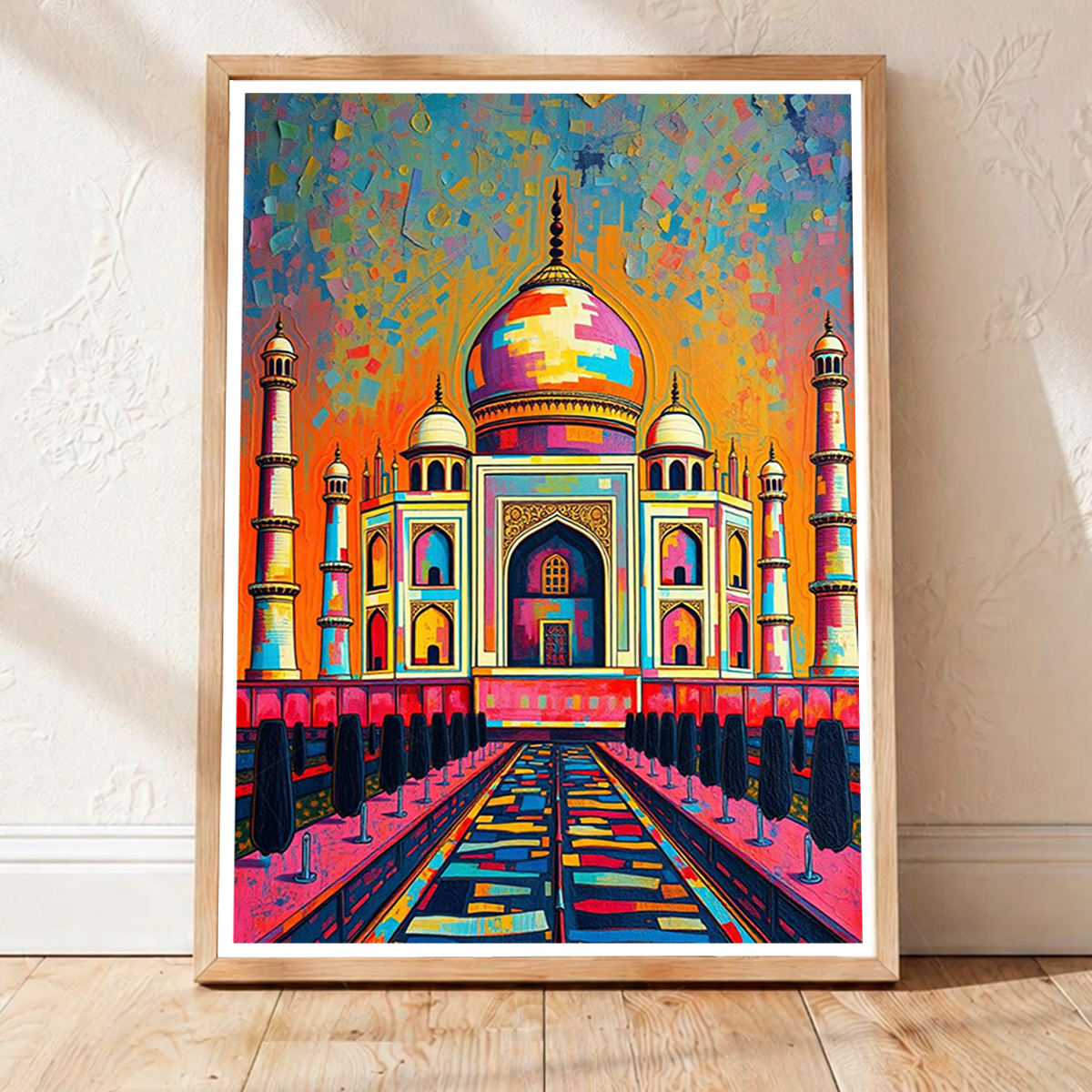 Taj Mahal Patch Style - Agra - India - Travel Wall Art Print Poster - Art Print - Travel Art Poster