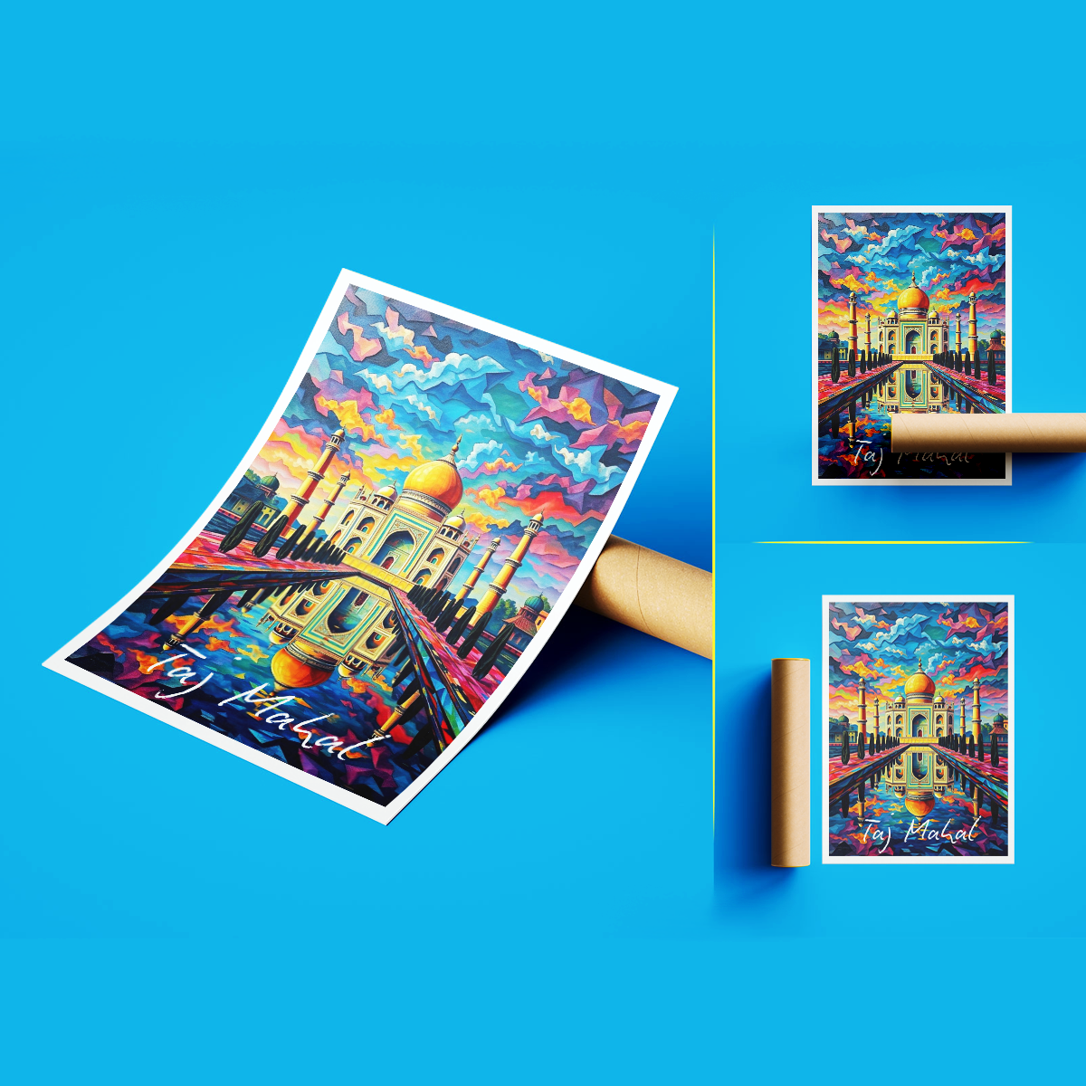 Taj Mahal Pop Art Style - Agra - India - Travel Wall Art Print Poster - Art Print - Travel Art Poster