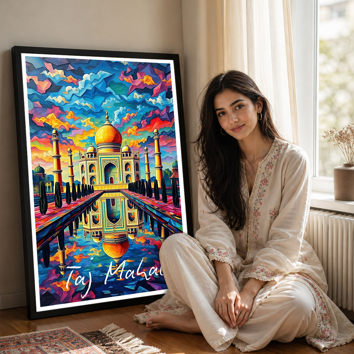 Taj Mahal Pop Art Style - Agra - India - Travel Wall Art Print Poster - Art Print - Travel Art Poster