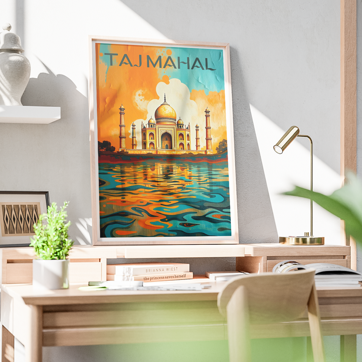 Taj Mahal Wavy Style - Agra - India - Travel Wall Art Print Poster - Art Print - Travel Art Poster