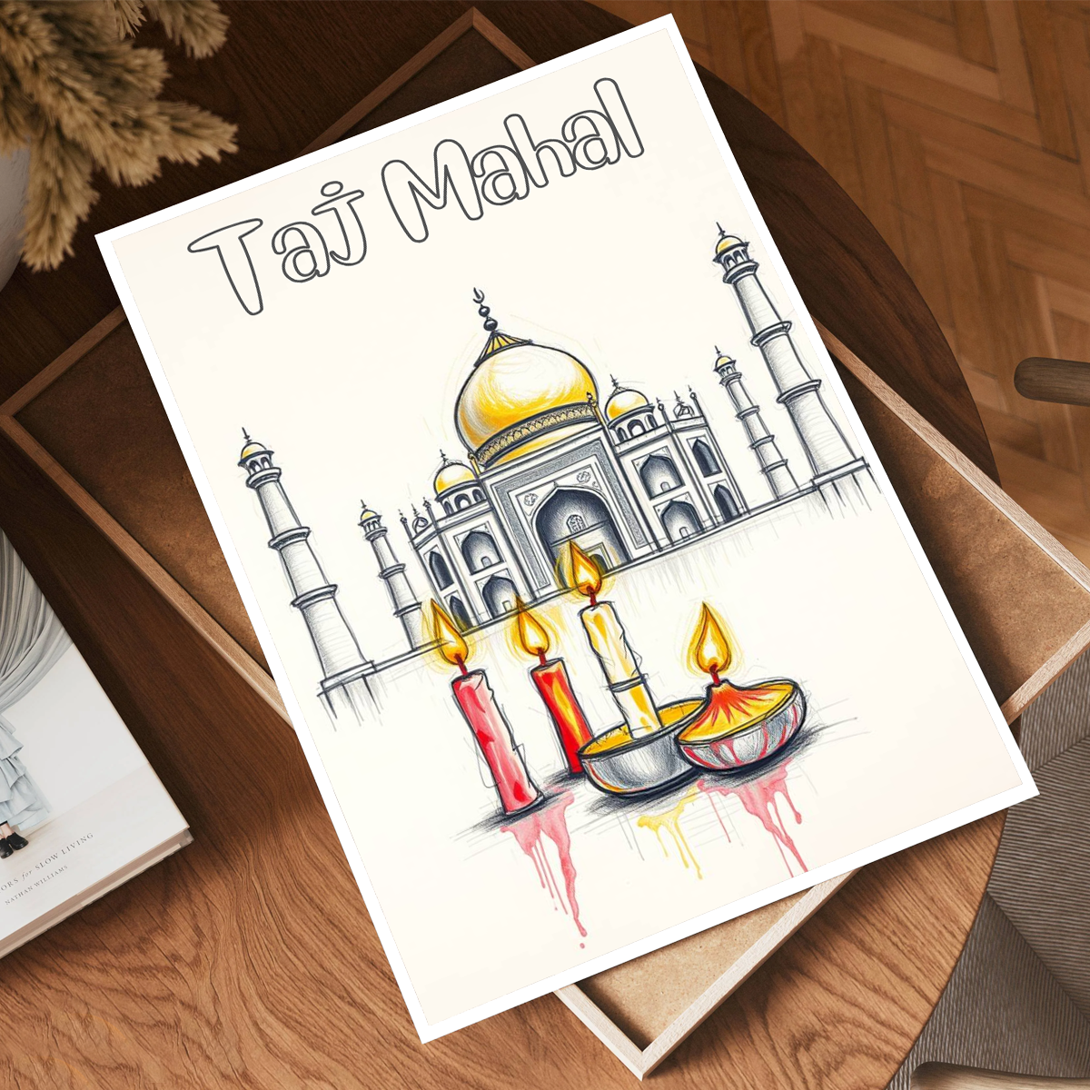 Taj Mahal with Candles - Agra - India - Travel Wall Art Print Poster - Art Print - Travel Art Poster