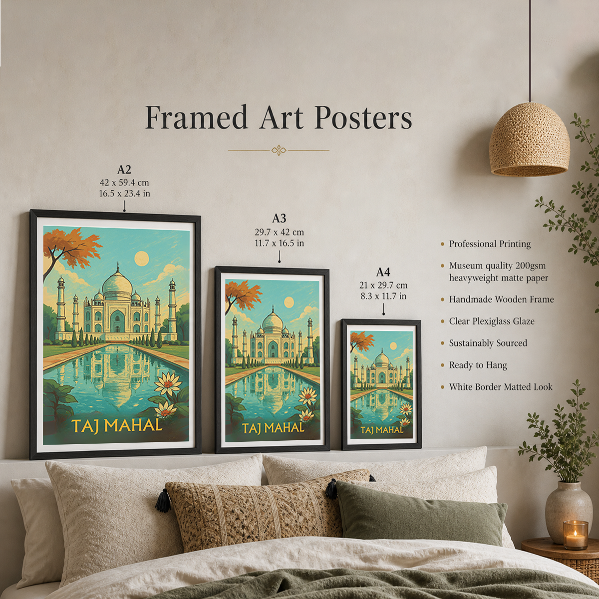 Taj Mahal - Agra - Indian - Travel Wall Art Print Poster - Art Print - Travel Art Poster