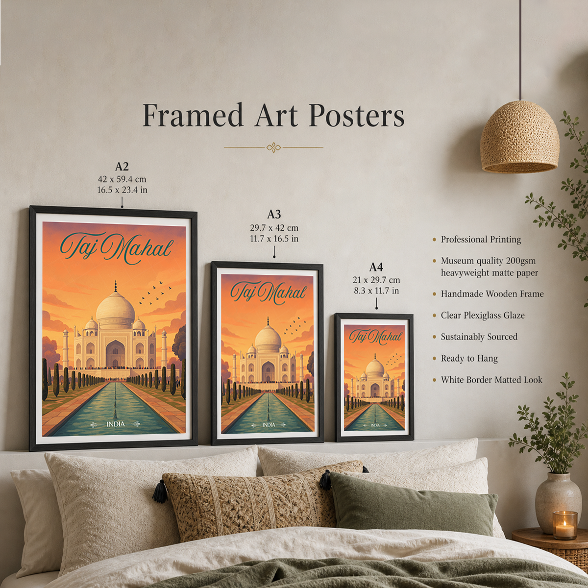 Taj Mahal Love Monument - Agra - Travel Wall Art Print Poster - Art Print - Travel Art Poster