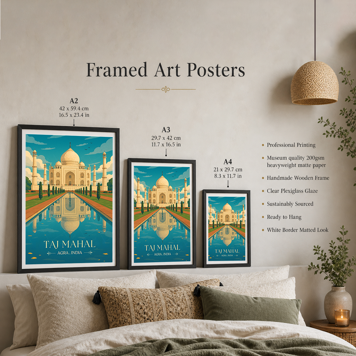 White Palace Taj Mahal - Agra - Travel Wall Art Print Poster - Art Print - Travel Art Poster
