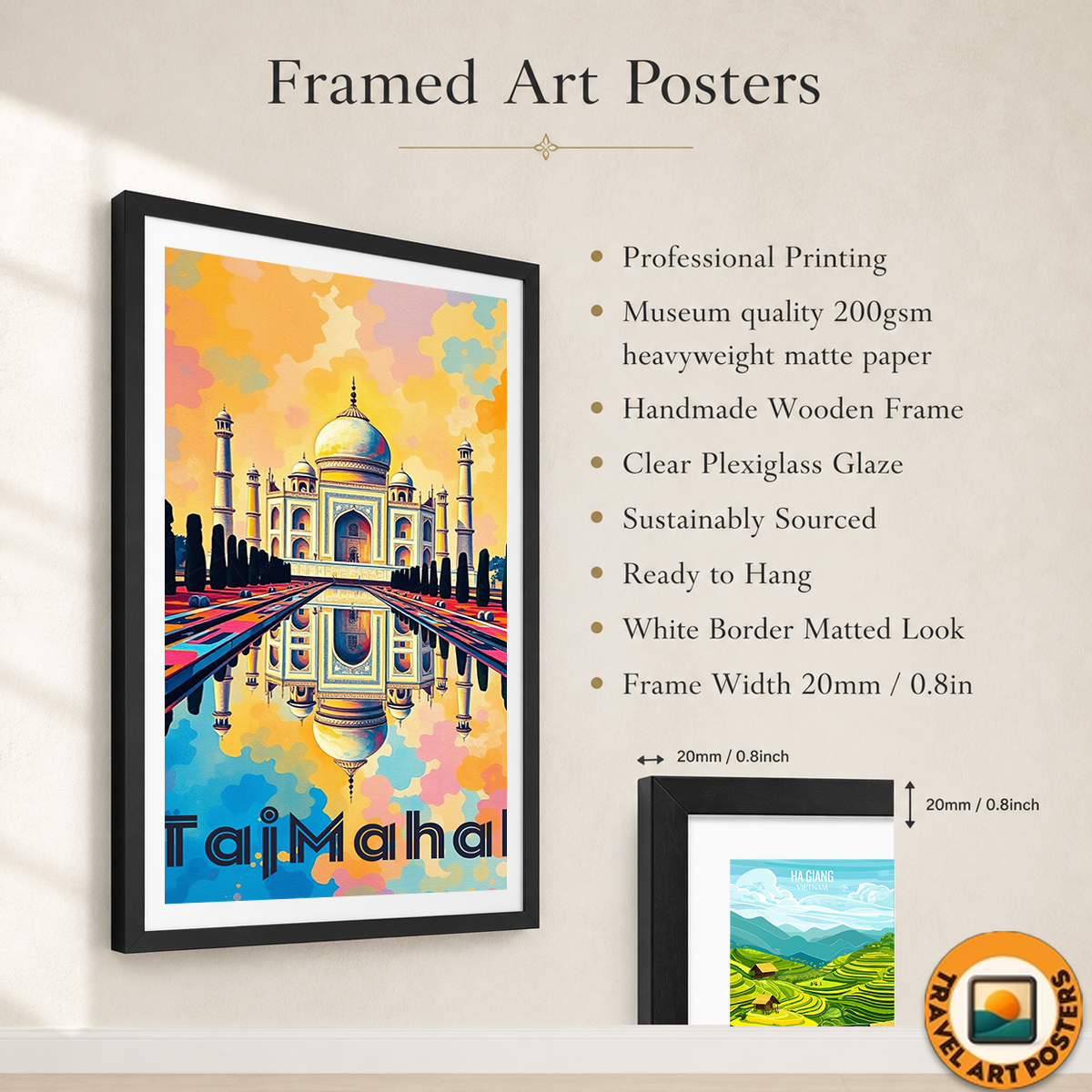 The Taj White Pearl - Agra - India - Travel Wall Art Print Poster - Art Print - Travel Art Poster