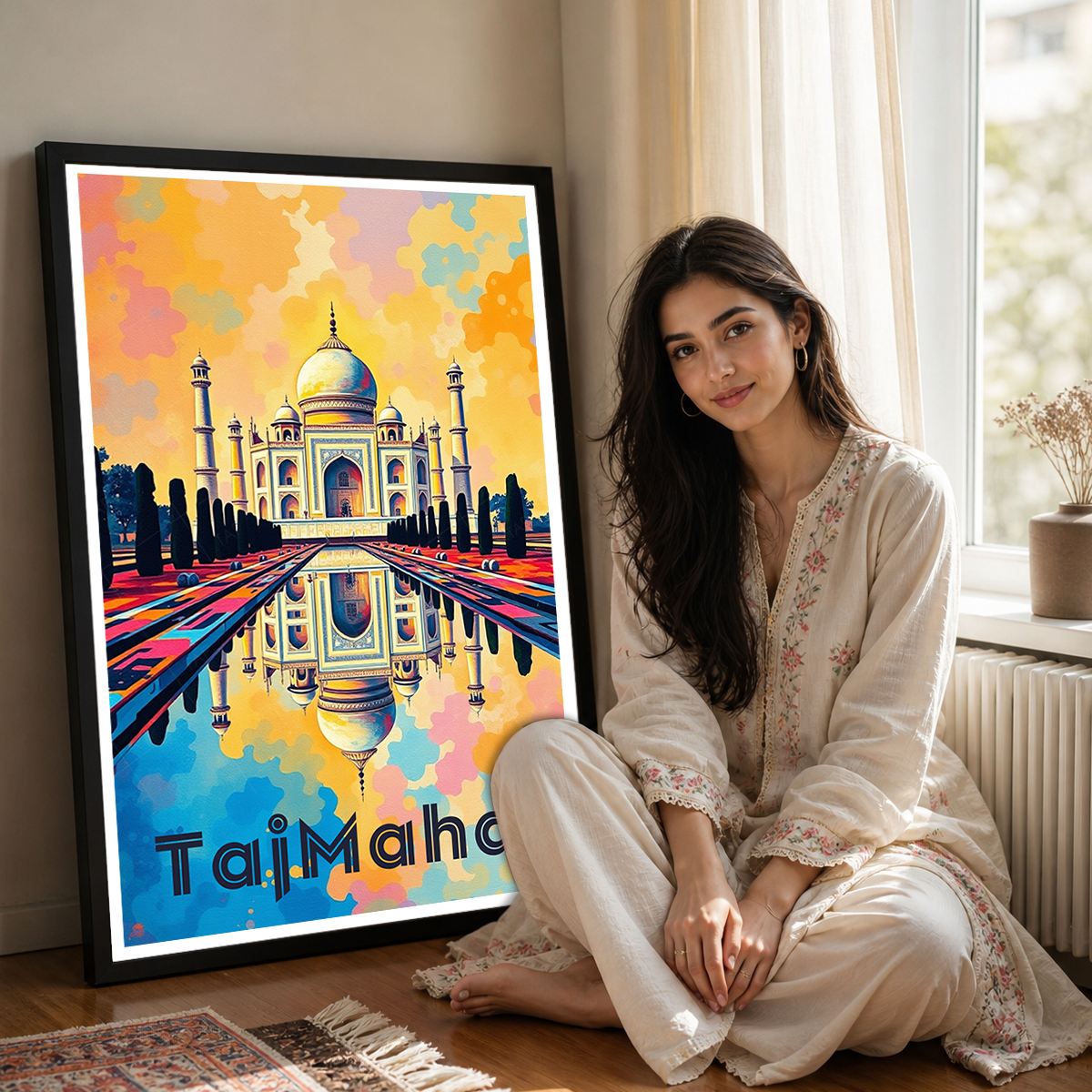 The Taj White Pearl - Agra - India - Travel Wall Art Print Poster - Art Print - Travel Art Poster