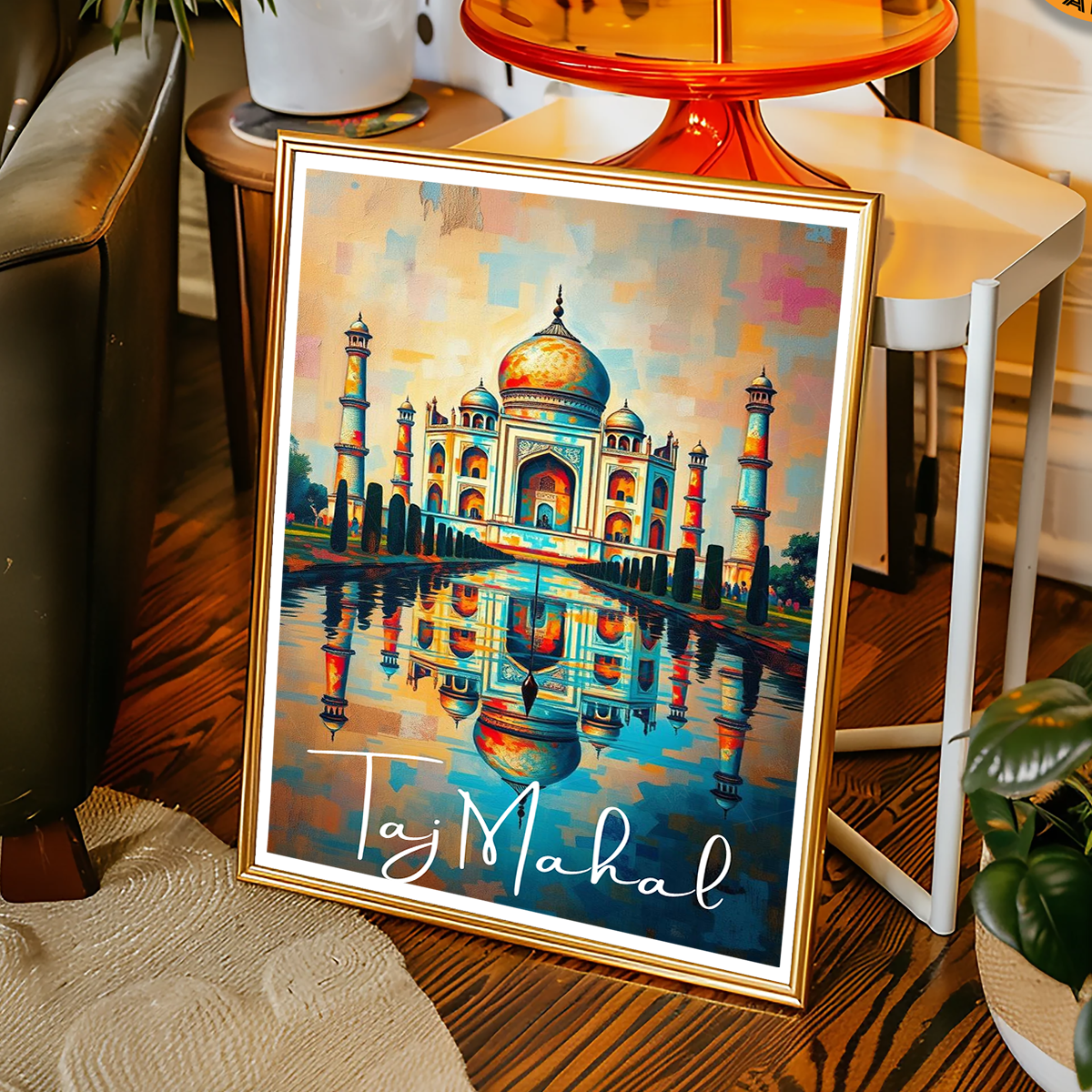 Beautiful Taj Mahal - Agra - India - Travel Wall Art Print Poster - Art Print - Travel Art Poster