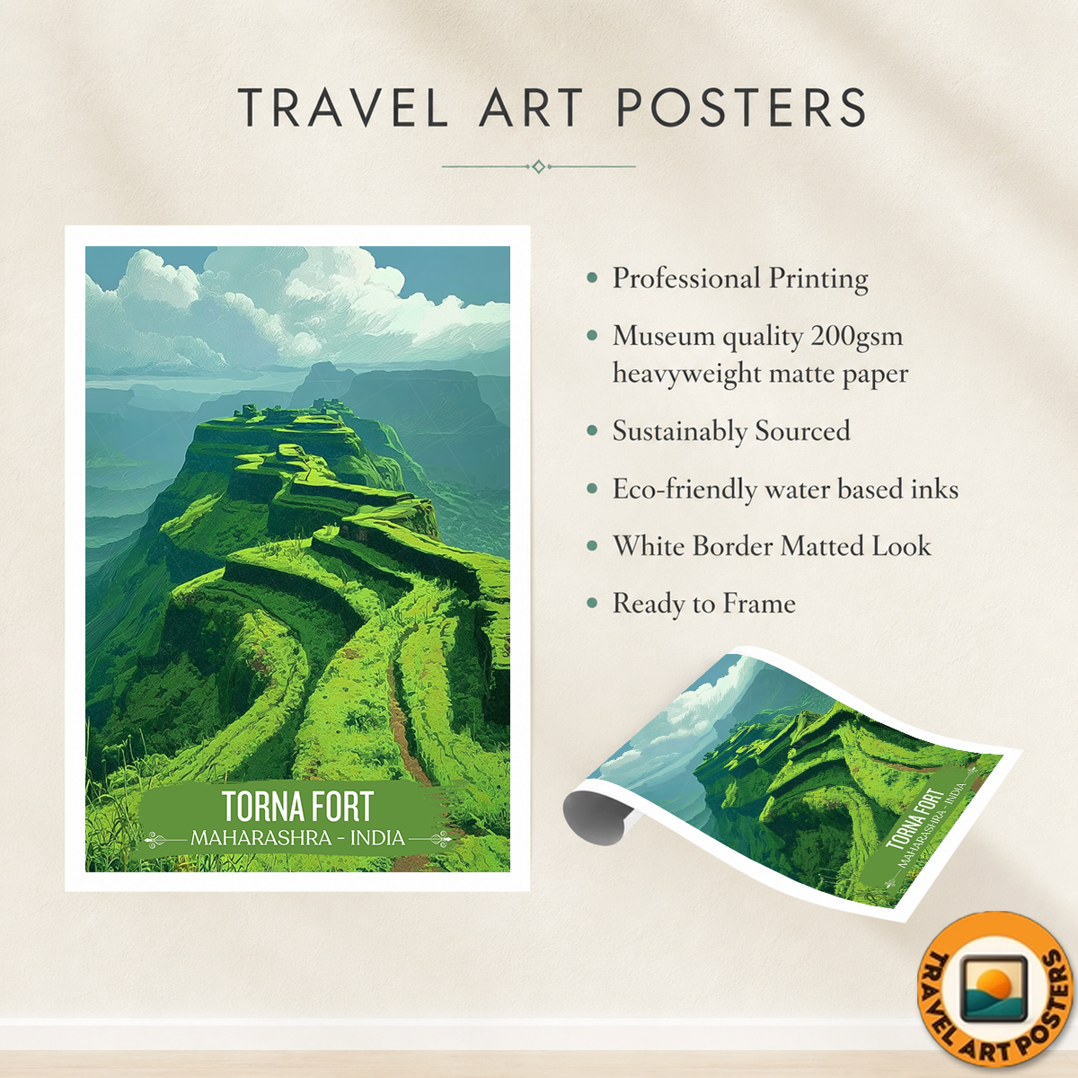Torna Fort - Maharashra - India - Travel Wall Art Print Poster - Art Print - Travel Art Poster