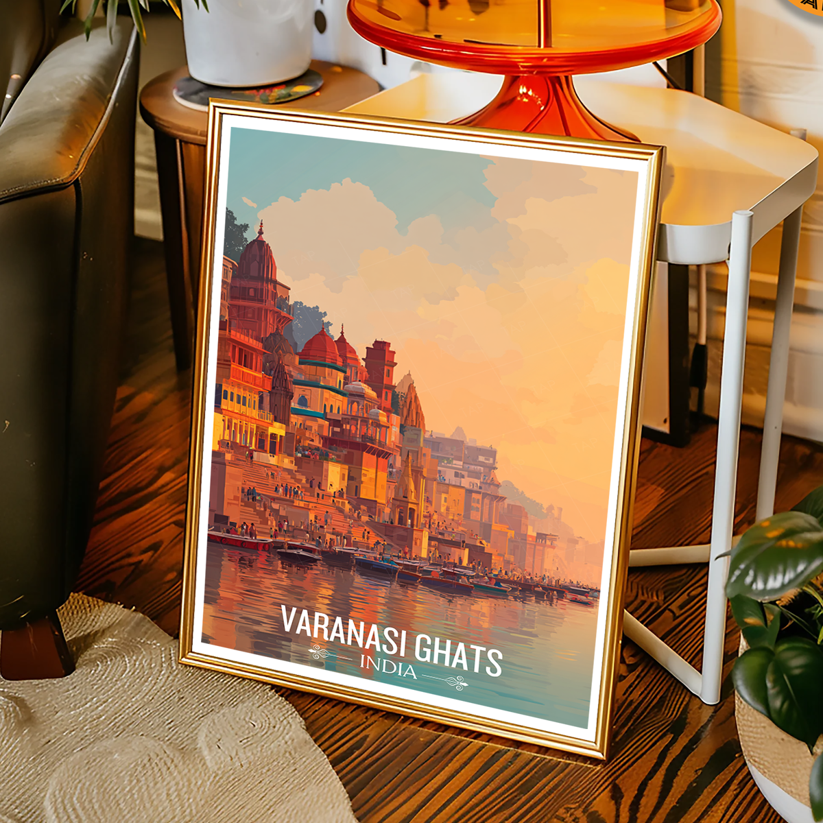 Varanasi Ghats - Uttar Paradesh - India - Travel Wall Art Print Poster - Art Print - Travel Art Poster