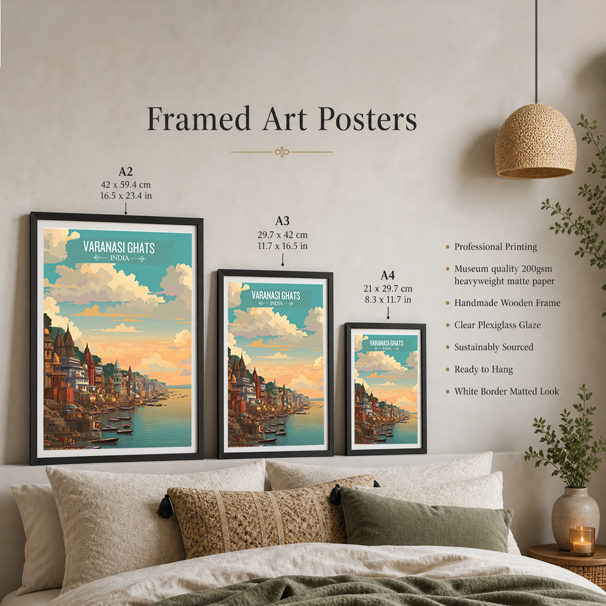 Vibrant Varanasi Ghats - Uttar Paradesh - India - Travel Wall Art Print Poster - Art Print - Travel Art Poster