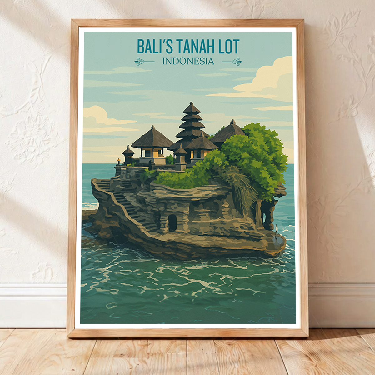 Bali's Tanah Lot - Indonesia - Travel Art Wall Deco Poster - Art Print - Travel Art Poster