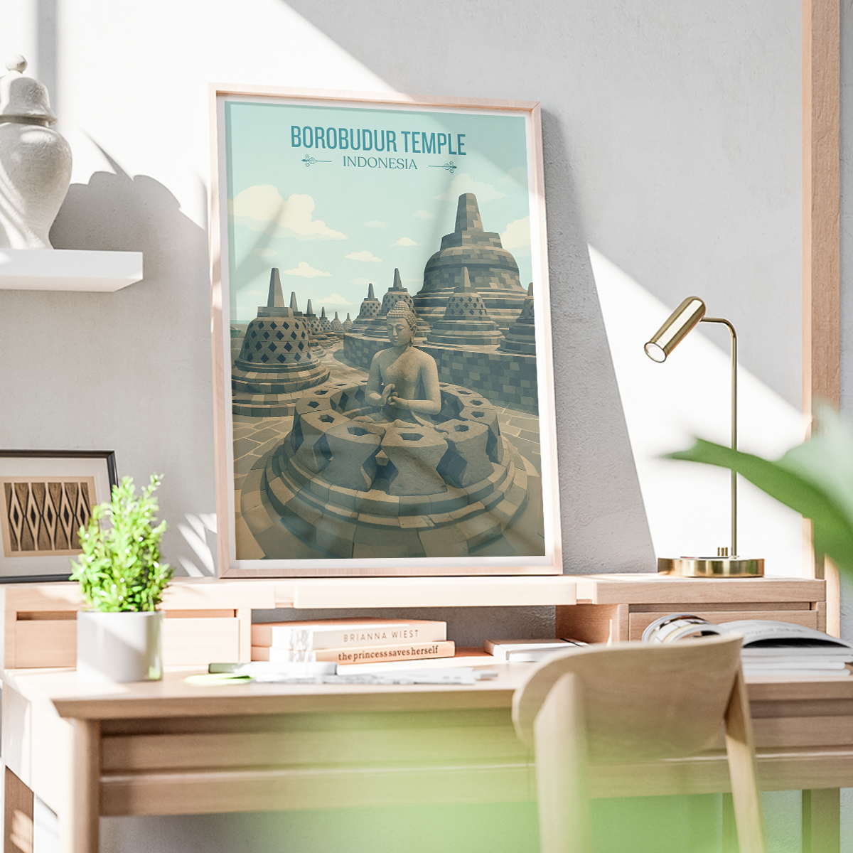 Borobudur Temple - Indonesia - Travel Art Wall Deco Poster - Art Print - Travel Art Poster