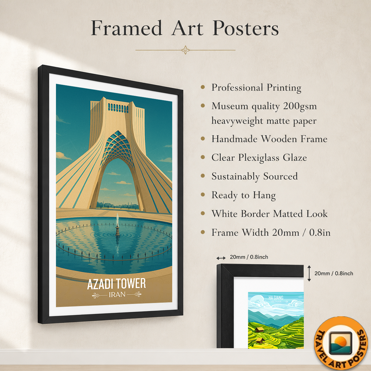 Azadi Tower - Iran - Travel Art Wall Deco Poster - Art Print - Travel Art Poster